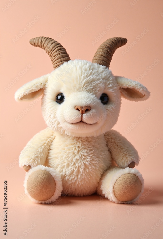 Fototapeta premium The main subject is a goat, which should be a plush toy with soft, stylish fur