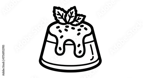 Delicious dessert with mint leaves on top a sweet treat.