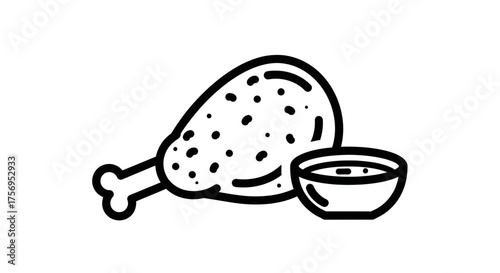 Delicious fried chicken leg with dipping sauce a tasty meal for lunch or dinner.