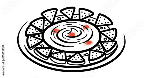 Delicious plate of nachos with cheese and salsa a tasty snack.