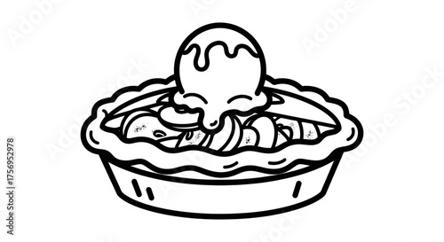 Delicious pie with ice cream on top a sweet dessert.