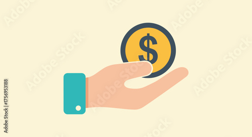 Hand holding a coin with a dollar sign financial concept investment and wealth.