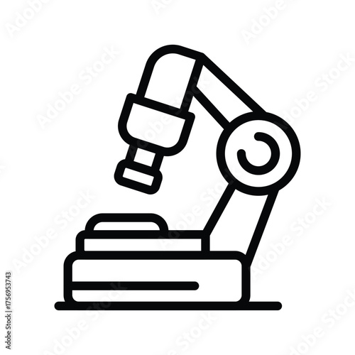 A stylized blackoutlined microscope illustration. line icon editable stroke