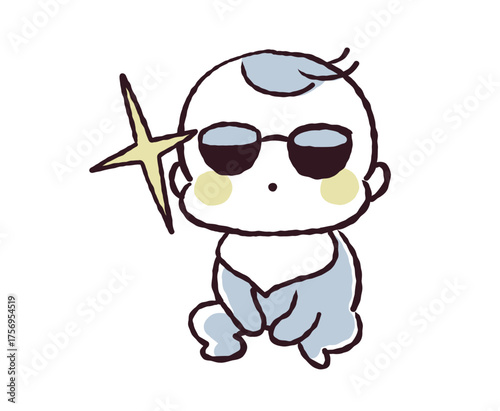 サングラスをかけている赤ちゃんのイラスト