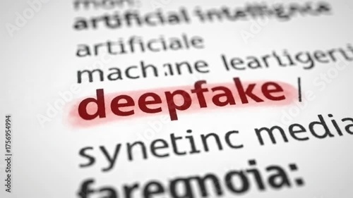 deepfake word highlighted dictionary concept artificial intelligence