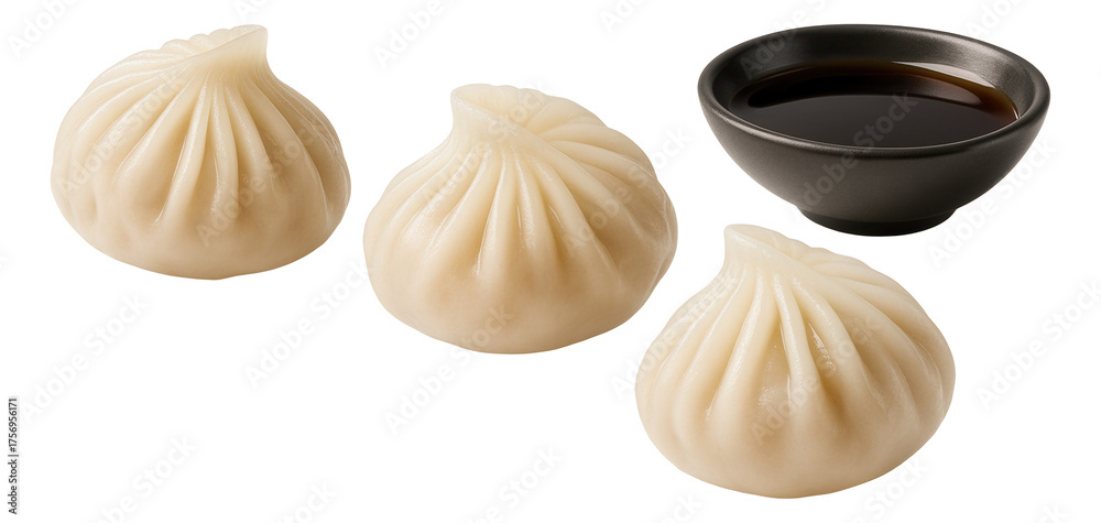 Fototapeta premium Salmon mousse piped into cucumber cups and garnished with a single dill sprig on a round silver tray