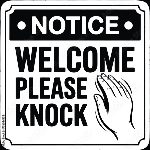 
Important courtesy notice: a bold vector sign instructing visitors to knock before entering a room.