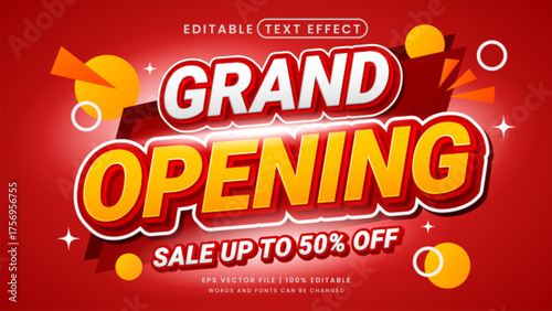 Grand opening sale 3d editable text effect promotion template