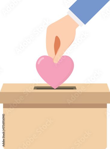 모금함에 하트를 넣고 있는 손의 모습 