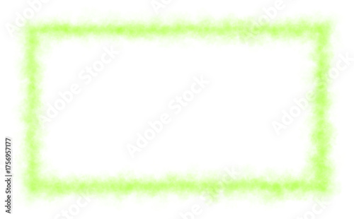 Green glowing smoke frame,border on transparent background with foggy neon effect for mystical or sci fi visual design