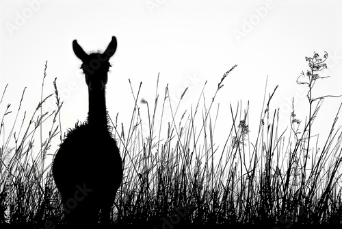 Llama Silhouette on White B...