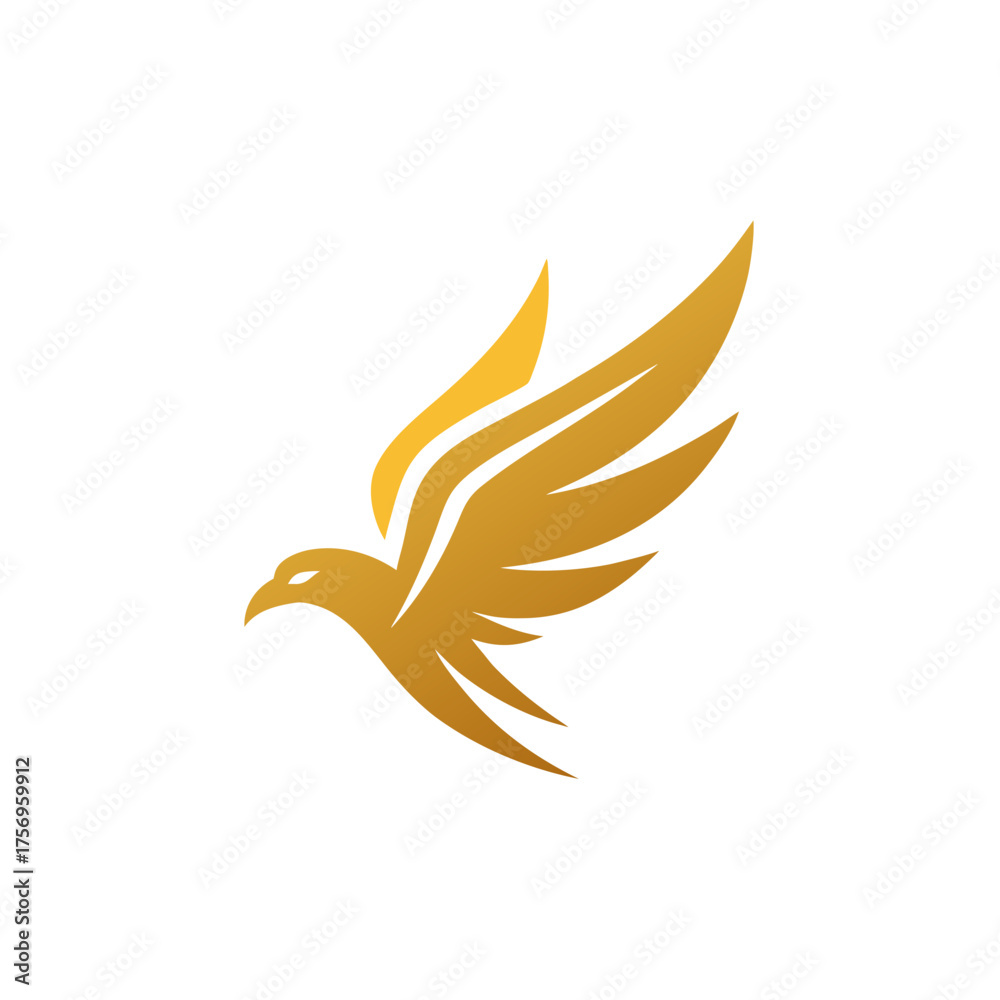 Obraz premium Golden eagle logo design on black background