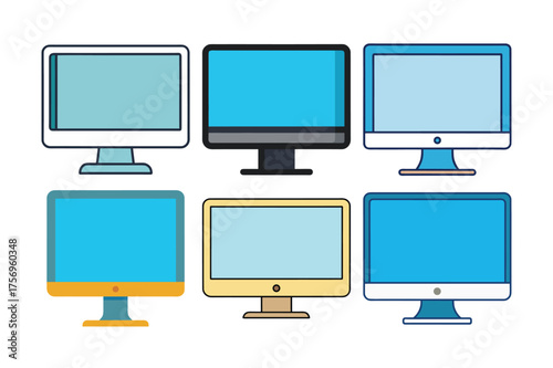 Computer Monitor Icon Set Vector