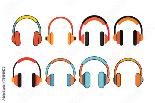 Headphones Icon Set Vector