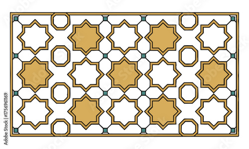 Arabesque Rosette Collection — Clean Gold Line Icons Vector illustration, easily editable.