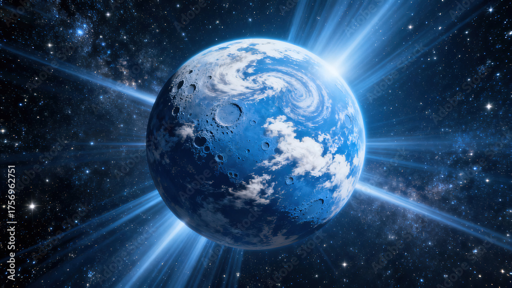Fototapeta premium Serene Blue Planet in Space
