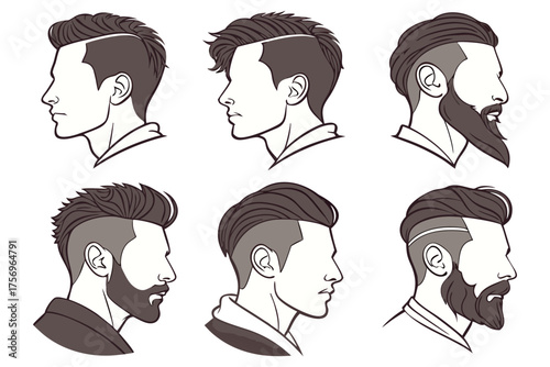 Men’s Hair Style Vector Set | Realistic Male Haircut Collection for Barber, Fashion, and Avatar Design.