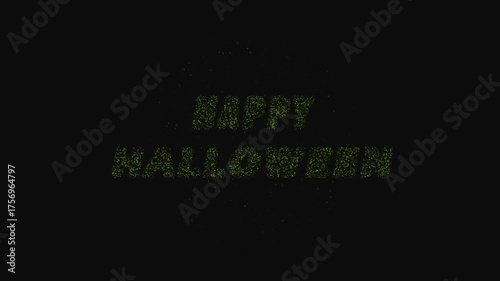 Halloween particles text animated on black background 