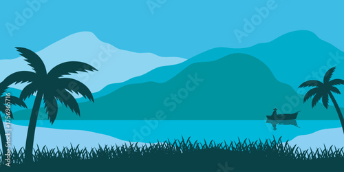 Mountains color, translucent waves, abstract glass shape, modern background, design vector Illustration