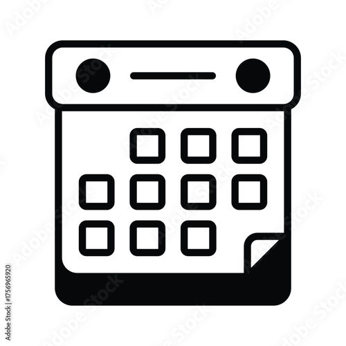 glyph icon of calendar representing planning and time management.