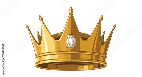 A golden crown with a sparkling jewel at its center symbolizing royalty and prestige.