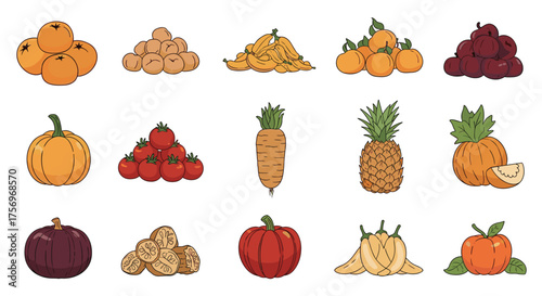 A vibrant collection of fresh produce showcasing a diverse assortment of fruits and vegetables.