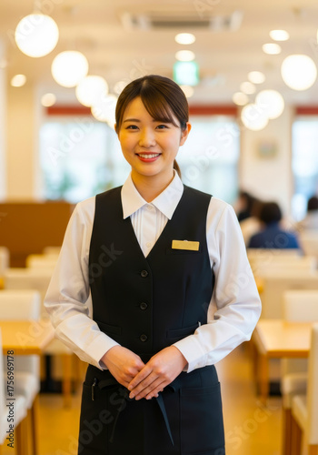 カフェで働く若い女性店員