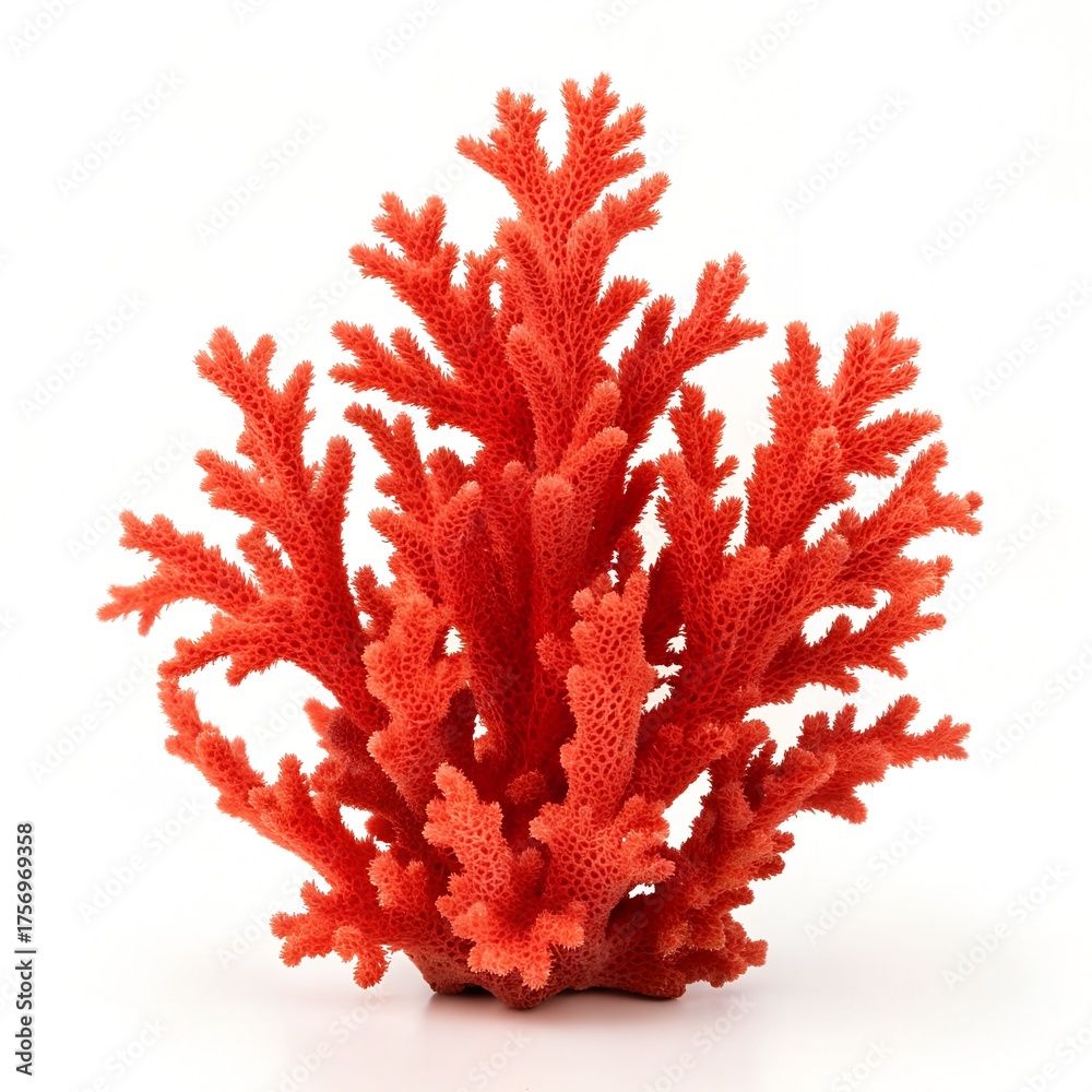 Naklejka premium Red Coral Isolated Marine Life Object against a bright white background.