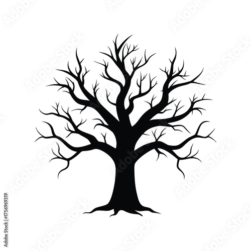 A festive and spooky vector illustration of a Halloween tree adorned with classic holiday decorations and a night sky.