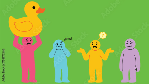 Cute cartoon illustration of birds in a nest in the garden