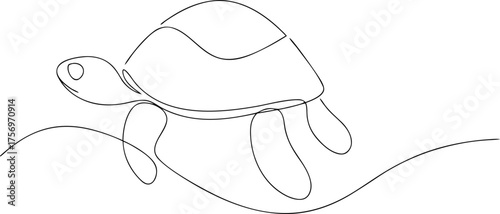Black line art turtle on white background tortoise