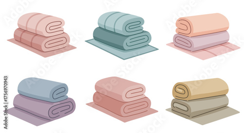 Stack of Folded Towels in Various Colors and Sizes.
