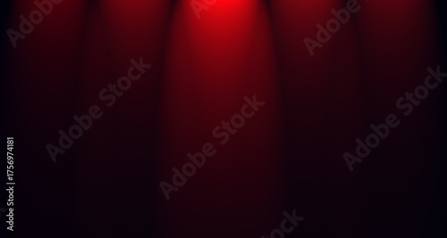 Red spotlight stage background with dark gradient and glowing light effect, ideal for concert, theater, presentation, poster, product display, or dramatic event design and digital graphic projects.