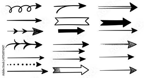 Collection of Hand Drawn Arrow Icons and Symbols.