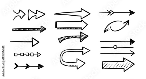Collection of Hand Drawn Arrow Icons and Symbols.