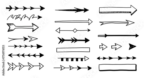 Collection of Hand Drawn Arrow Icons and Symbols.