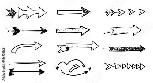 Collection of Hand Drawn Arrow Icons and Symbols.