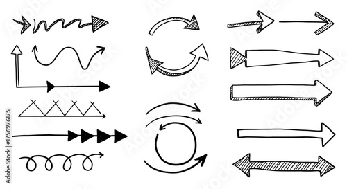 Collection of Hand Drawn Arrow Icons and Symbols.