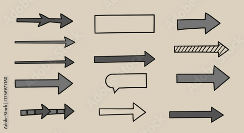 Collection of Hand Drawn Arrows and Shapes in Various Styles.