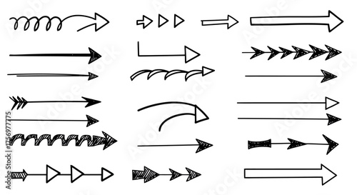 Collection of Hand Drawn Arrows in Various Styles and Designs.