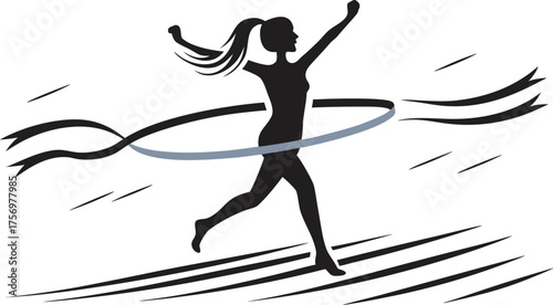 woman running with ponytail silhouette clean vect
