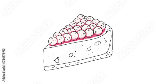 A delicious slice of cheesecake topped with sweet berries and served on a white background.