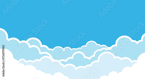 A beautiful bright blue sky filled with fluffy white clouds on a clear sunny day.