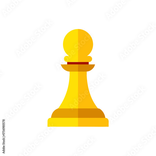 Golden chess pawn piece isolated on black background