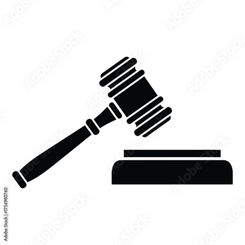 Gavel and sounding block icon symbolizing justice auction law legal proceedings and courtroom decisions silhouette