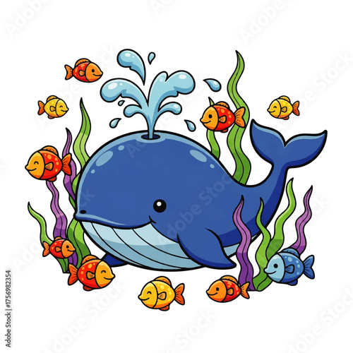 Adorable Cartoon Wedding Couple Kissing with Hearts and Flowers, Expressing Love and Romance on Their Special Day - Vector Illustration