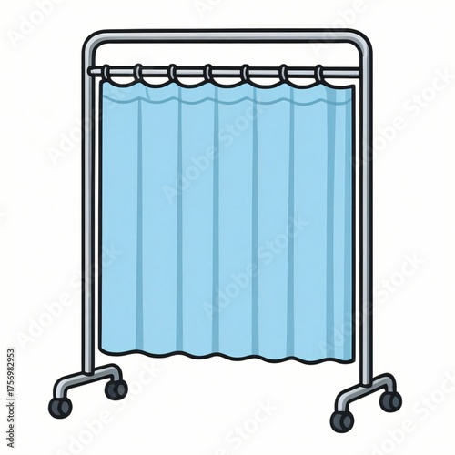 Hospital Privacy Curtain Cartoon Icon Isolated on White Background