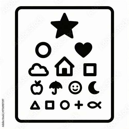 Eye Test Chart Cartoon Icon Isolated on White Background