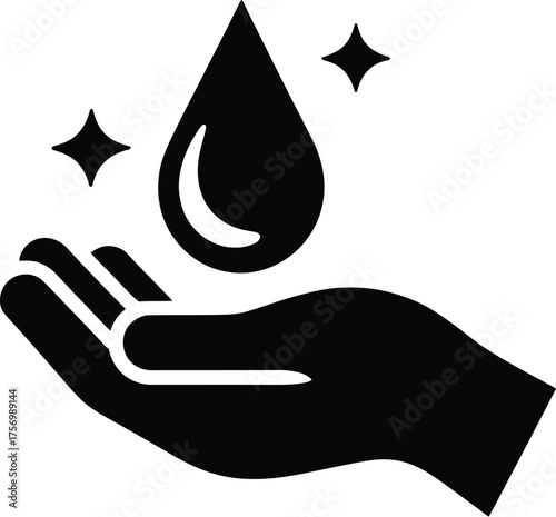 Handwashing Hygiene Icon Cleanliness Concept Water Droplet and Star Sign