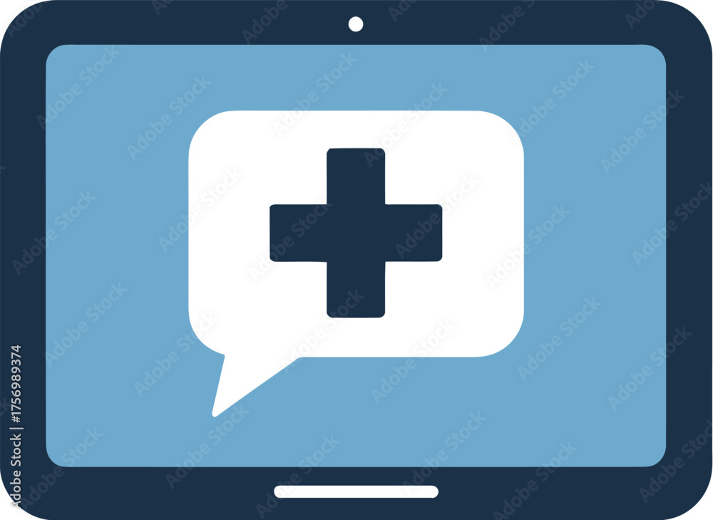 Obraz premium Online Medical Consultation Tablet Application Telehealth Digital Healthcare Icon